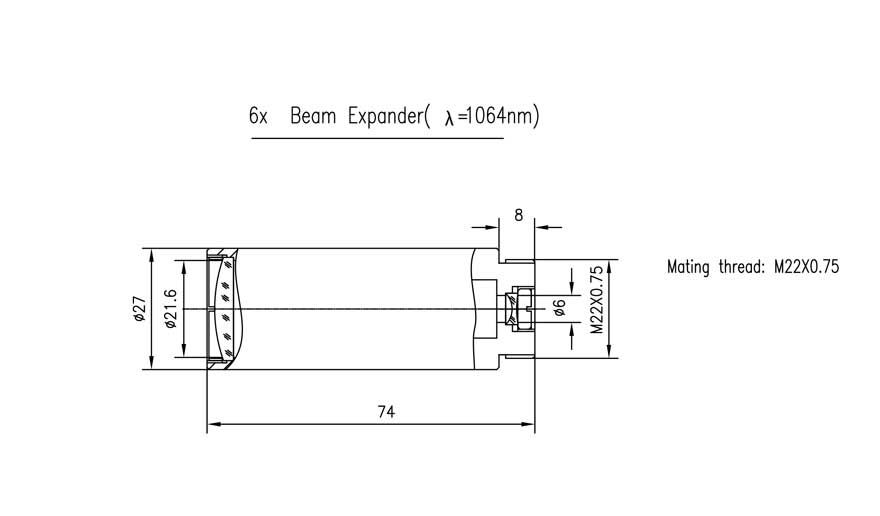 1064nm扩束镜图纸示例